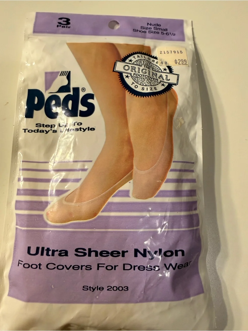 Peds Ultra Sheer Nylon Foot Covers - Nude vintage  set of 3. Plus 4th set open